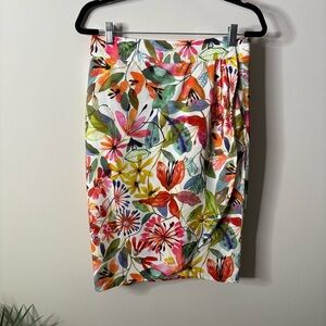 RipSkirt Hawaii Floral Wrap Skirt Size Large White Tropical Vacation Hook Loop